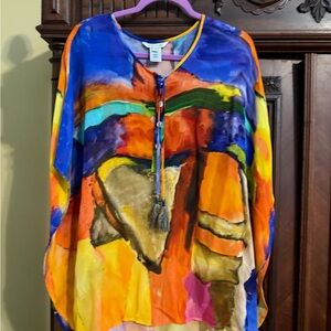 John Mark Multicolor Abstract Blouse